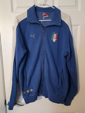 Puma Blue Italia Full-Zip Men Jacket with White Accents
